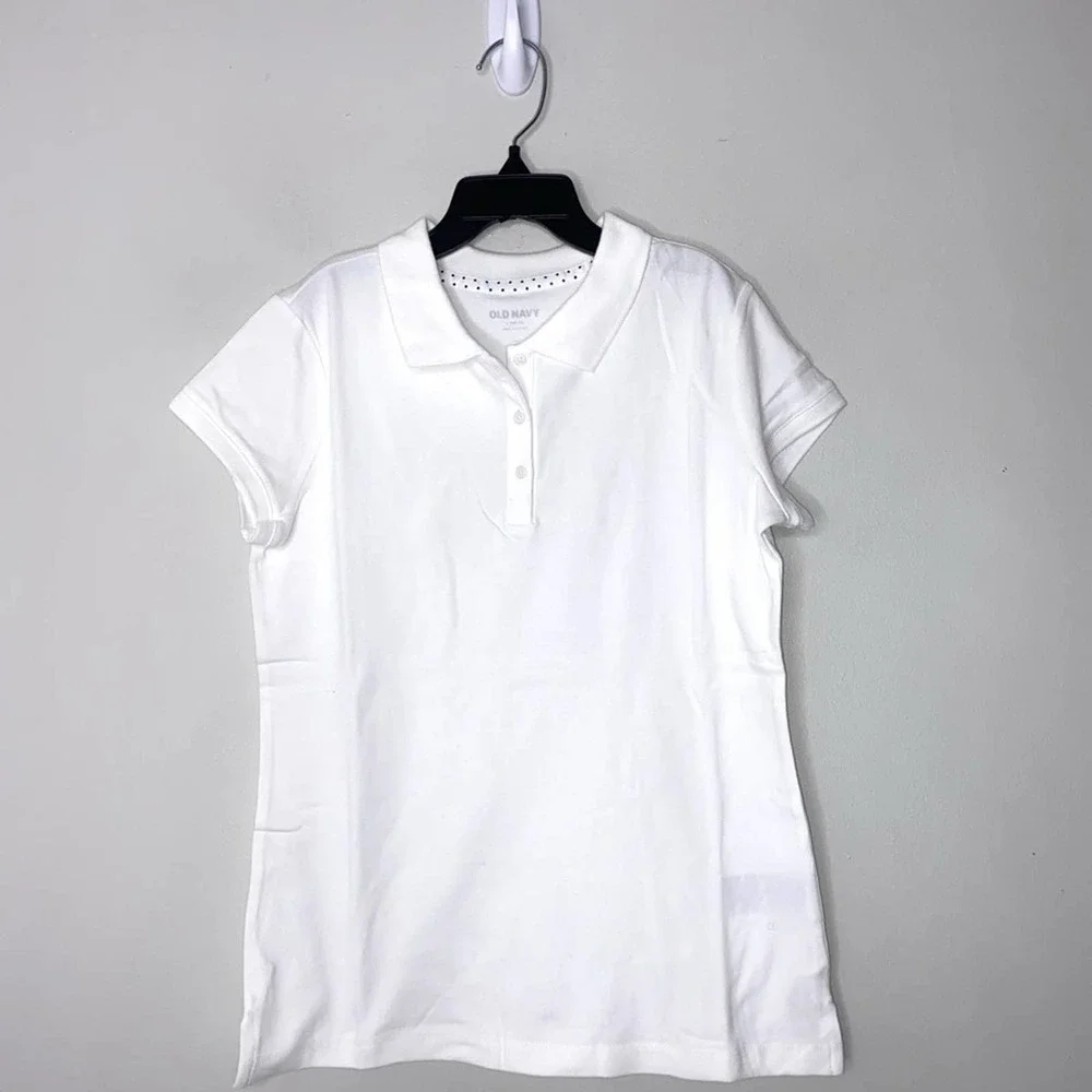 Girls NWT Old Navy 3 Pack White Polo Short Sleeve Top Size Large 10-12 *